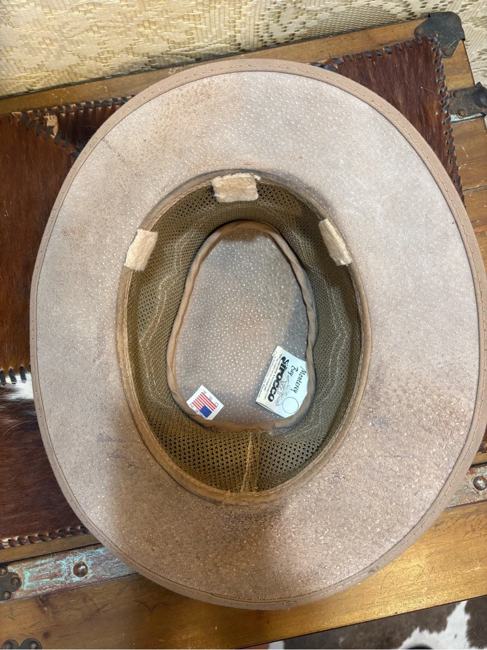 Vintage Taupe and Olive Suede Brim Hat - Picture 6 of 12